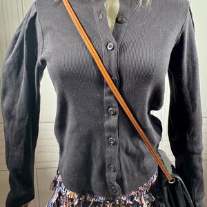 Chic Black Ribbed Cardigan